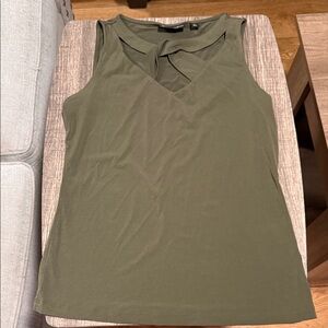 New York & Company Khaki Twist-Front Sleevless Tank Top